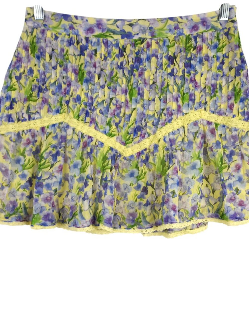 Allison New York Anna Yellow Blue Floral Mini Skirt